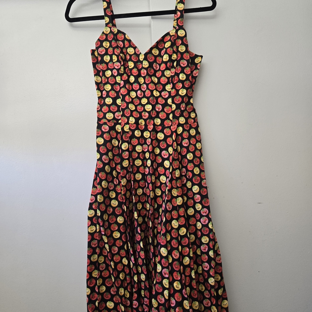 Bernie Dexter Black Dress with Yellow and Pink Floral Pattern